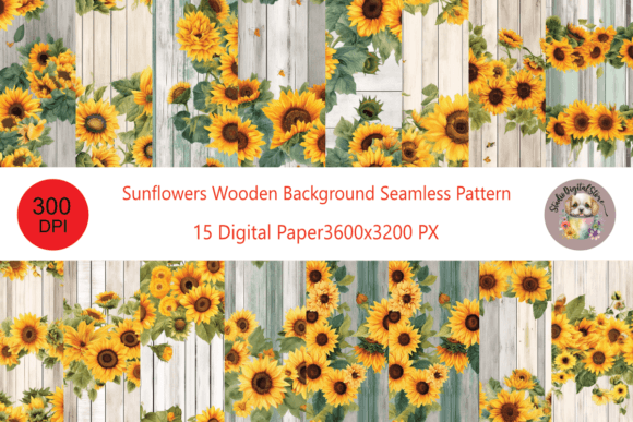 Download Sunflowers Wooden Seamless Background - Seamless background Collection