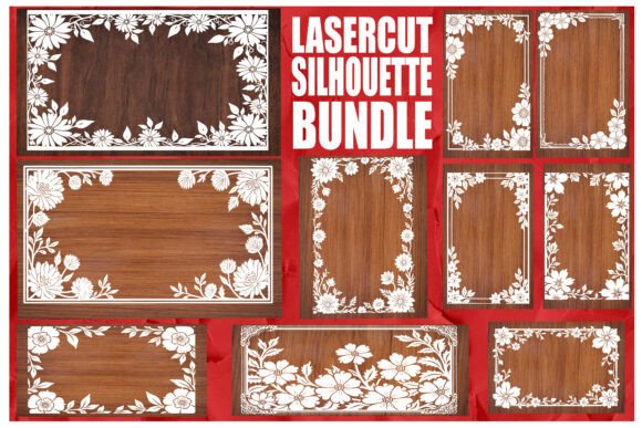 Download Laser Cut Floral Frame Silhouette Bundle - Laser cut Collection