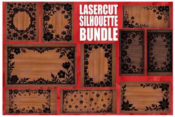 Download Laser Cut Floral Frame Silhouette Bundle - Laser cut Collection
