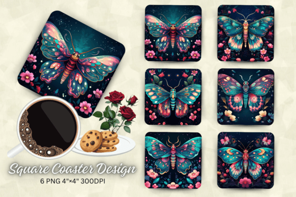 Download Vibrant Colors Mystical Moth Square Coas - Vibrant colors Collection