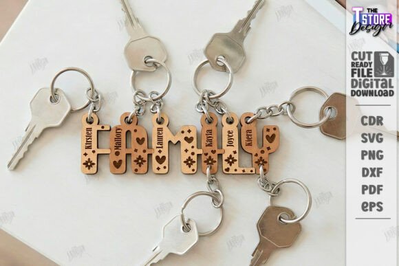Download Family Name Keychains Laser Cut Kit |CNC - Laser cut Collection