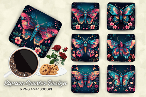 Download Vibrant Colors Mystical Moth Square Coas - Vibrant colors Collection