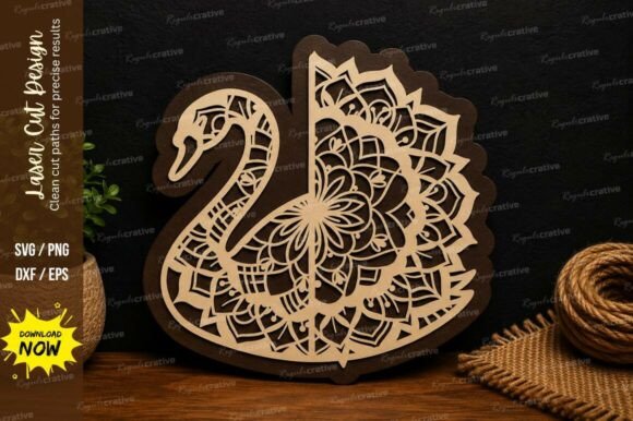 Download Mandala Swan Floral Decor Laser Cut SVG - Laser cut Collection