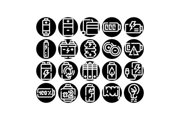 Download Battery Power Energy Glyph Vector Icons - Vector Collection