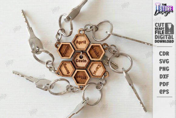 Download Family Name Keychains Laser Cut Kit |CNC - Laser cut Collection