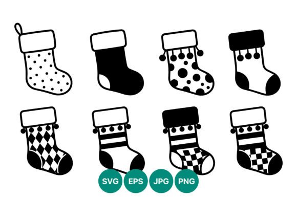 Download Christmas Stockings Vector Black White - Vector Collection