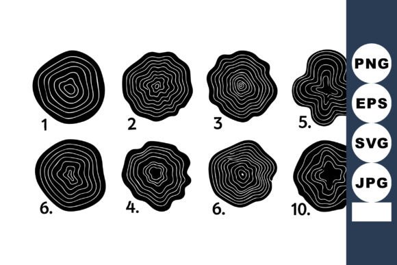 Download Of Black Tree Rings Vector Illustration - Vector Collection