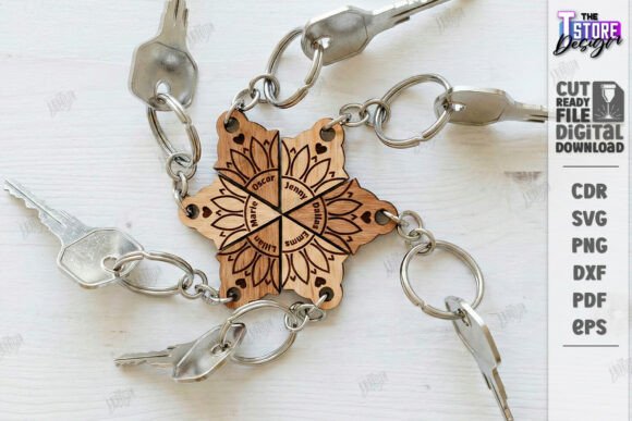 Download Family Name Keychains Laser Cut Kit |CNC - Laser cut Collection