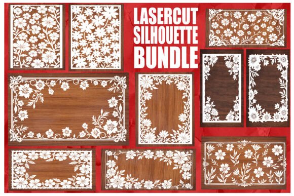 Download Laser Cut Floral Frame Silhouette Bundle - Laser cut Collection